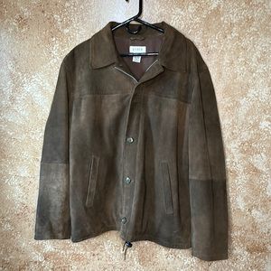 J Crew brown leather jacket XL